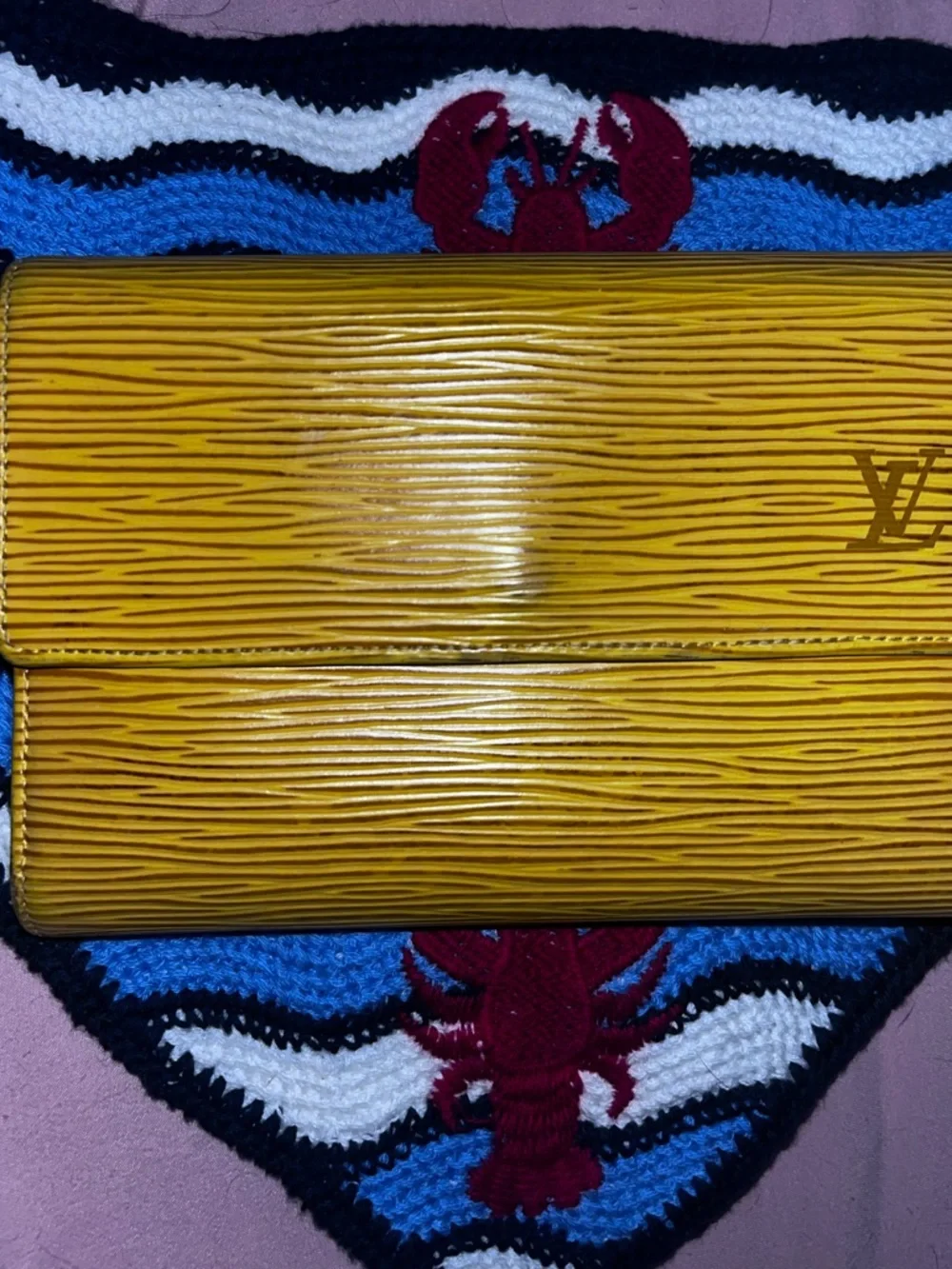 Louis Vuitton Yellow Epi Leather Tri fold Double Wallet- AUTHENTIC